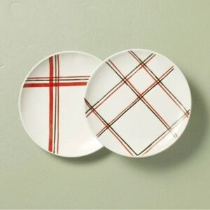 2pk Plaid Stripes Stoneware Appetizer Plates - Hearth & Hand with Magnolia